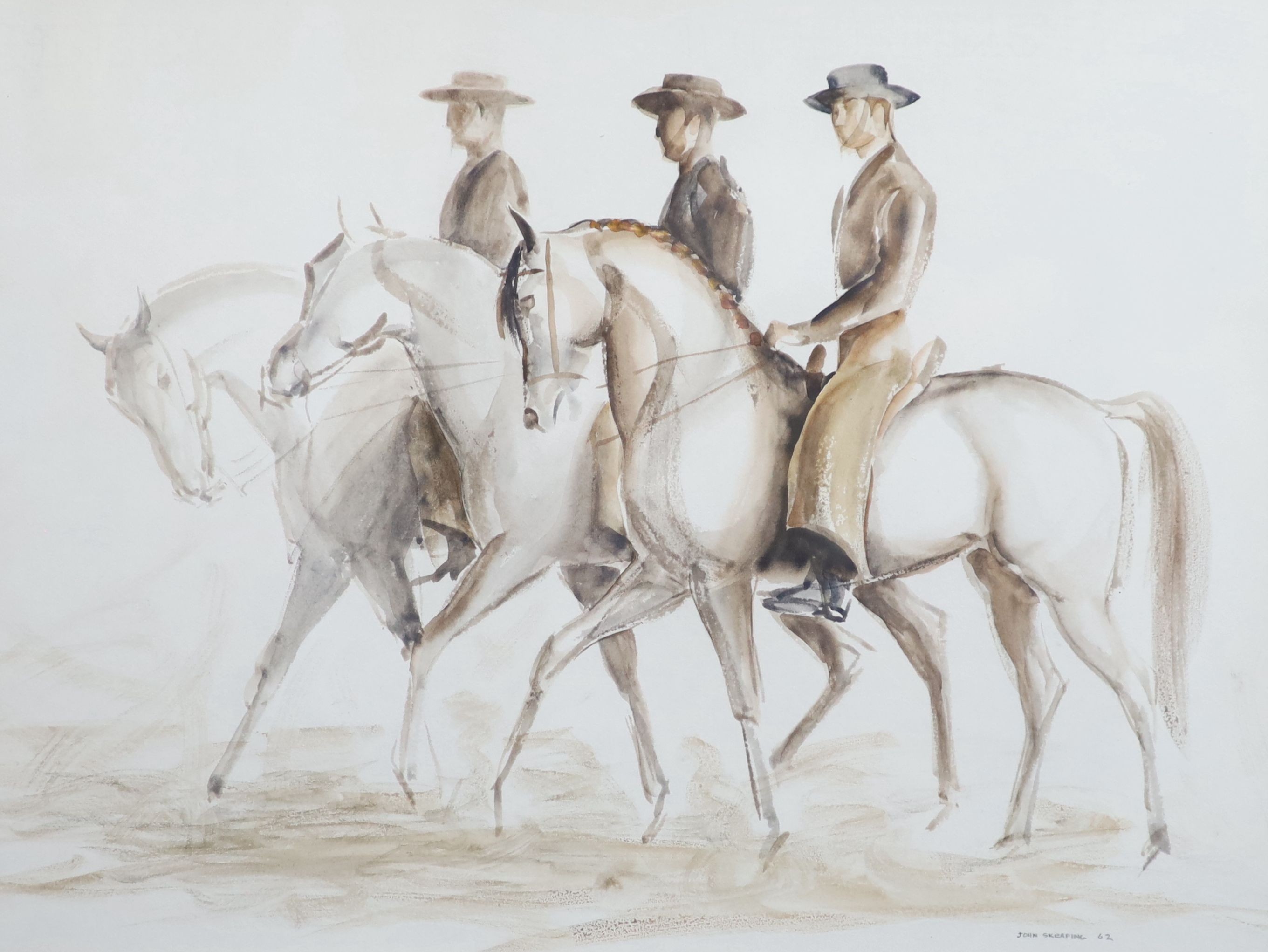 John Rattenbury Skeaping (1901-1980), Three Spanish Horsemen, watercolour, 37.5 x 50cm